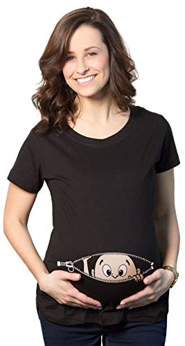 Maternity Baby Peeking T Shirt Funny Pregnancy Tee for Expecting Mothers Funny Graphic Maternity Tee Funny Maternity T Shirt Funny Maternity Shirts Black L