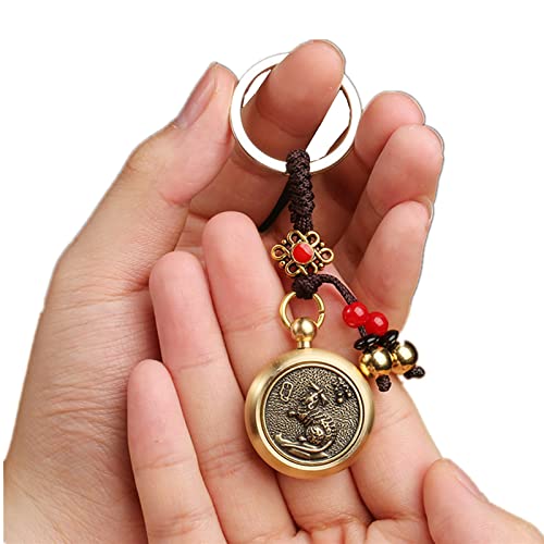 MELD Feng Shui Brass Coins Chinese Zodiac Rat Key Chain for Good Luck Fortune Longevity Wealth Success
