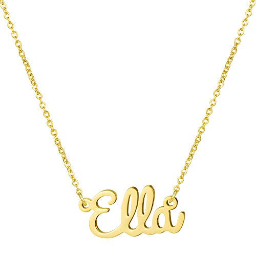 Yiyang Personalized Name Necklace Customize 18K Gold Plated Stainless Steel Jewelry Birthday Gift for Girls Ella