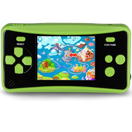 X-JOYKIDS QS17Green Handheld Game for Kids Portable Retro Video Game Player Built-in 182 Classic Games 2.5 inches LCD Screen Family Recreation Arcade Gaming System Birthday Present for Children