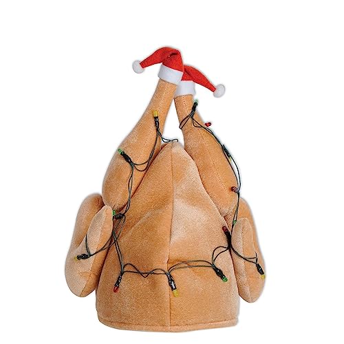 Beistle Plush Light-Up Christmas Turkey Hat, One Size (20742)