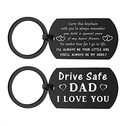 ENGZHI Drive Safe Dad Keychain, I Love You Dad Gifts from Daughter, Father Christmas Birthday Gifts from Girls