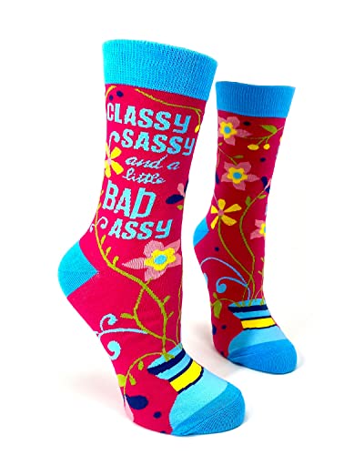 Fabdaz Classy Sassy and a Little Bad Assy Funny Novelty Crew Socks for Women