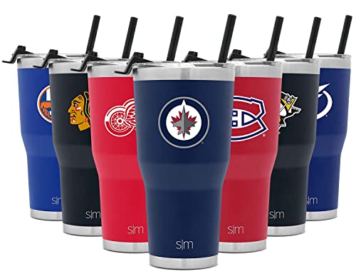 Simple Modern Officially Licensed NHL Winnipeg Jets 30oz Cruiser Tumbler Insulated Travel Mug Cup with Flip Lid and Straw