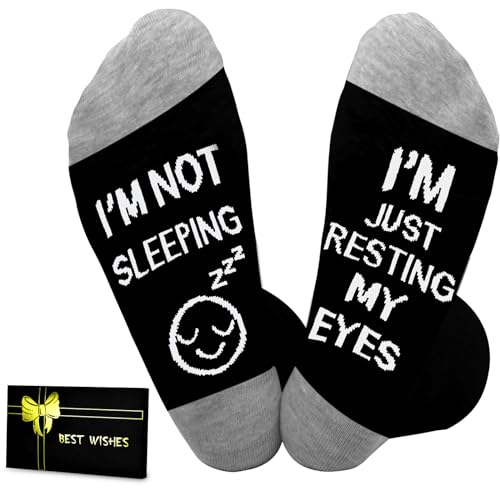 Dealswin Gifts for Dad Funny Socks: Birthday Gifts for Men Husband Garandpa, Father's Day Gifts Valentine's Day idea, I'm Not Sleeping I'm Just Resting My Eyes Socks