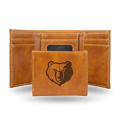 Rico Industries Laser Engraved Trifold Wallet, Memphis Grizzlies, Brown, 3.25' x 4'