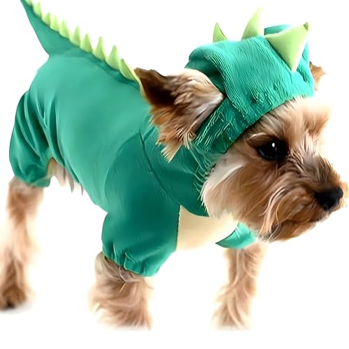 Hotumn Dinosaur Dog Halloween Costume Pet Dino Hoodie for Small Dogs (X-Large, Green)