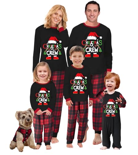 Awoscut Christmas Family Pajamas Holiday Sleepwear for the Whole Family, Matching Xmas Pjs Set with Top Pant(#a-2, Kids, 6 Years)