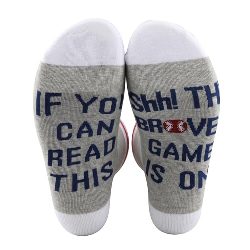 TSOTMO 2 Pairs Baseball Theme Socks Baseball Lover Gift Athletics Player Gift Player Gift (BRAVES socks)