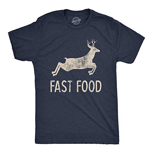 Mens Fast Food Tshirt Funny Deer Hunting Season Novelty Graphic Tee Mens Funny T Shirts Funny Hunting T Shirt Novelty Tees for Men Navy - L
