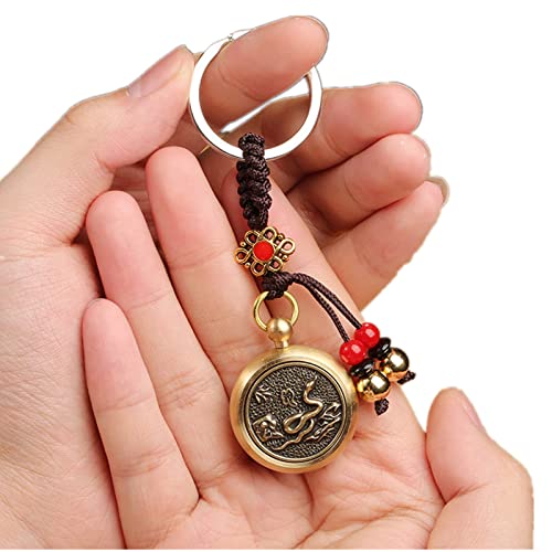 MELD Feng Shui Brass Coins Chinese Zodiac Snake Key Chain for Good Luck Fortune Longevity Wealth Success