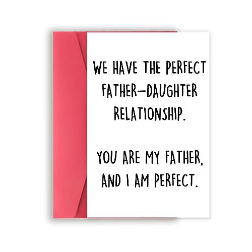 YiKaLus Perfect Father-Daughter Relationship Card for Father, Funny Father’s Day Gift for Dad, Happy Birthday Card from Daughter, Unique Bday Gift Idea for Stepdad