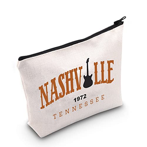 MNIGIU Country Music Cosmetic Bag Nashville Trip Makeup Zipper Pouch Girls Trip Gift Tennessee Gift