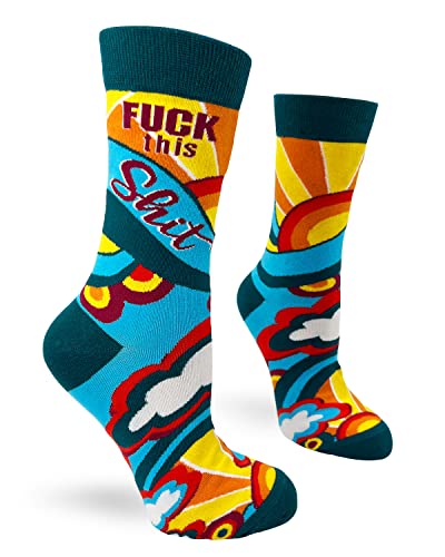 Fabdaz Novelty Crew Socks for Women with Funny Naughty Saying - F-ck This Shit