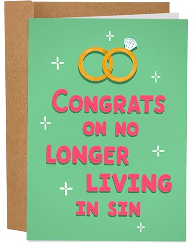 Sleazy Greetings Funny Wedding Card | Funny Congratulations Card | Rude Wedding Cards For Bride And Groom | Bridal Shower Cards | No Longer Living In Sin Card