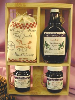 Deluxe Gift Crate: 10oz Huckleberry Syrup, 2-5oz Jams & 12oz Flap Jack Mix