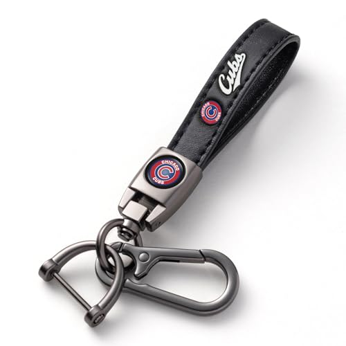 mutlutar Cubs Leather Car Keychain Keyring for Chicago Cubs Baseball Fans, Chicago Cubs Car Key Fob Holder Keychain Lanyard,Souvenir/Gifts for Baseball Fans