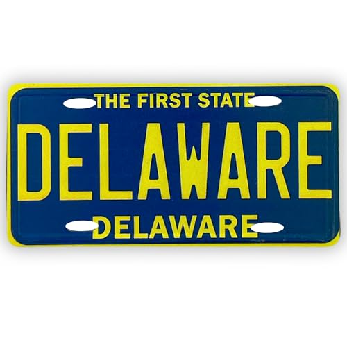 Delaware License Plate Magnet, Mini Magnetic Replica Decoration for Fridge or Office, 1.75 by 3.5 Inches