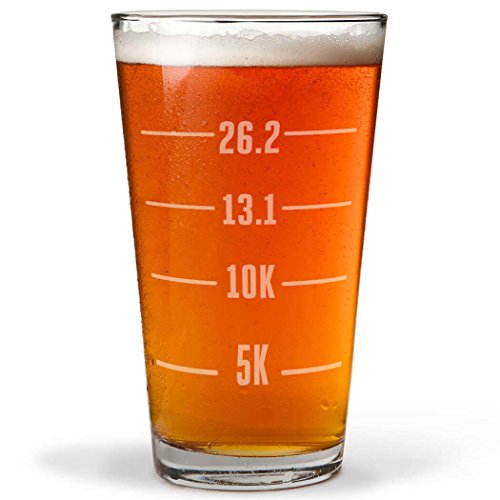 Gone For a Run Runner's Measurements Engraved Beer Pint Glass 16 oz.
