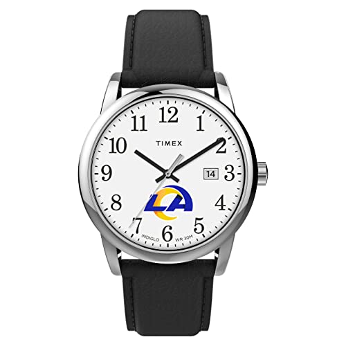 Timex Tribute Men's NFL Easy Reader 38mm Watch – Los Angeles Rams with Black Leather Strap