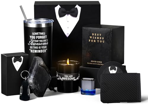 BVHDIA Gifts for Men Who Have Everything, 7 Pcs Premium Gift Baskets for Men,Birthday Gift Basket for Him Gifts for Dad, Boyfriend, Husband, Brother