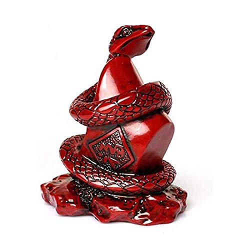 LHMYGHFDP Chinese Zodiac Red Resin Animal Decoration New Year Gift Car Garden Feng Shui Decoration Zodiac Figurines Home Collectibles Wealth Lucky Desktop Mascot,Snake