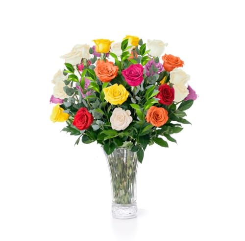 Fresh Flowers For Mothers Day Delivery - 24 Assorted Roses For Delivery, Farmhouse Flowers for Delivery - Fresh Cut Long Stem Roses Bouquet of Flowers Birthday Gifts for Women -Aquarossa Farms