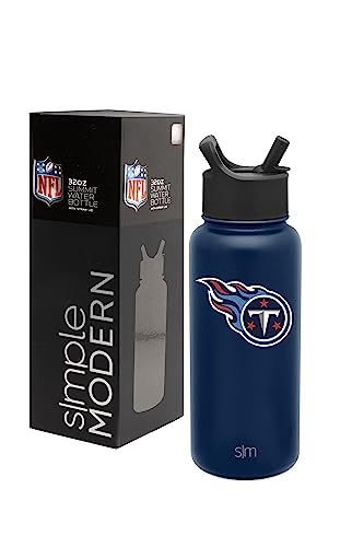 Simple Modern Officially Licensed NFL Tennessee Titans Water Bottle with Straw Lid | Vacuum Insulated Stainless Steel 32oz Thermos | Summit Collection | Tennessee Titans