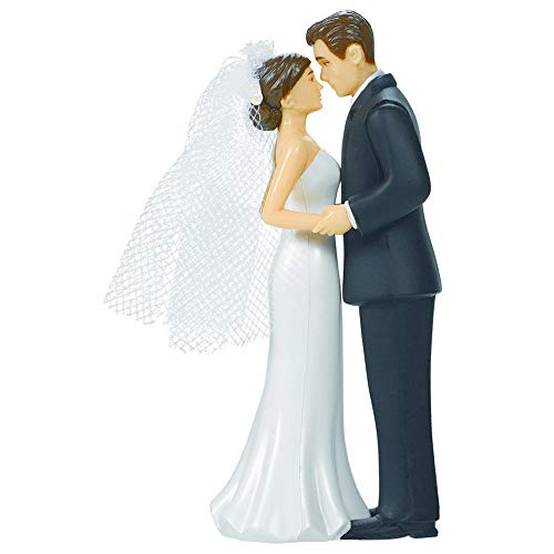 Amscan Elegant Bride & Groom Wedding Cake Plastic Topper with White Mesh Veil - 4.5', 1 Piece | Perfect for Engagement Parties, Bridal Showers & Anniversaries