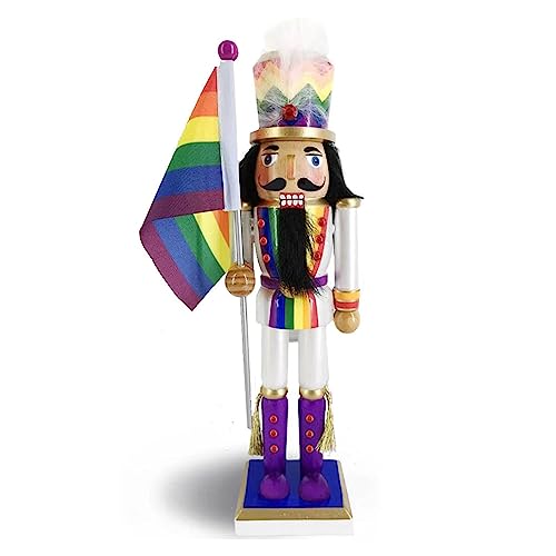 Nutcracker Ballet Gifts, Pride Nutcracker Ornaments, Wooden Figure Decoration with Rainbow Detail for Home Decor, 12 Inch