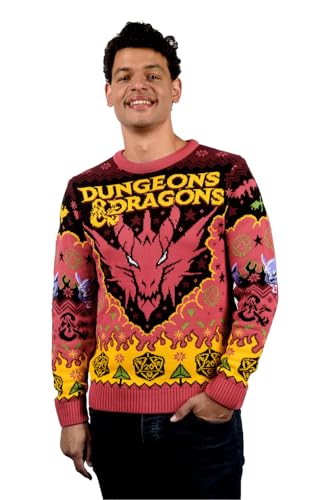 Dungeons and Dragons Christmas Sweater (US, Alpha, Large, Regular, Regular) Red