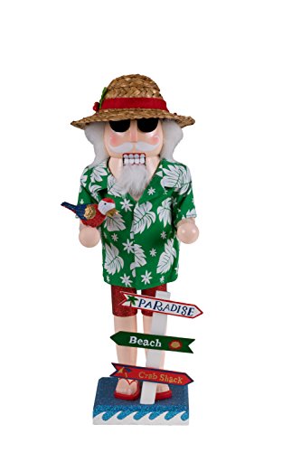 Clever Creations Summer Santa 14 Inch Traditional Wooden Nutcracker, Festive Christmas Décor for Shelves and Tables