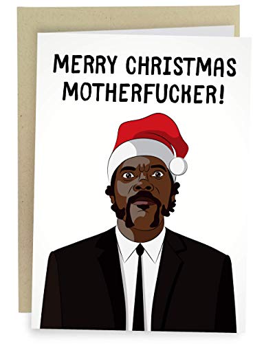 Sleazy Greetings Funny Merry Christmas Card For Men Women | Samuel L Jackson Rude Christmas Card For Him Or Her | Funny X-Mas Card