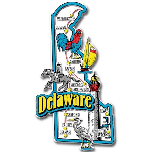 Delaware Jumbo State Magnet by Classic Magnets, 2.8' x 5', Collectible Souvenirs Made in The USA