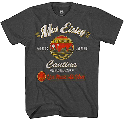 STAR WARS Mos Eisley Cantina Tatooine Men's Adult Graphic Tee T-Shirt (Charcoal Heather, Large)