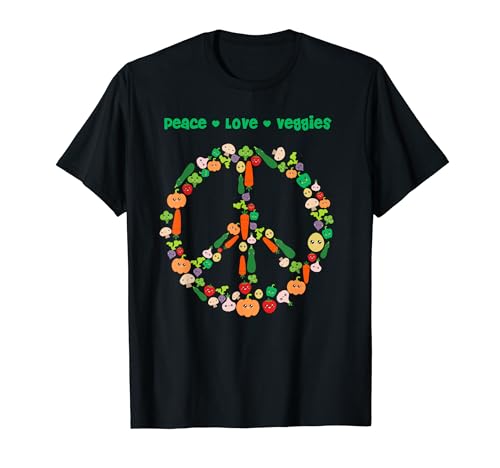 Kawaii Vegetables Peace Sign Funny Gift for Vegetarian Vegan T-Shirt