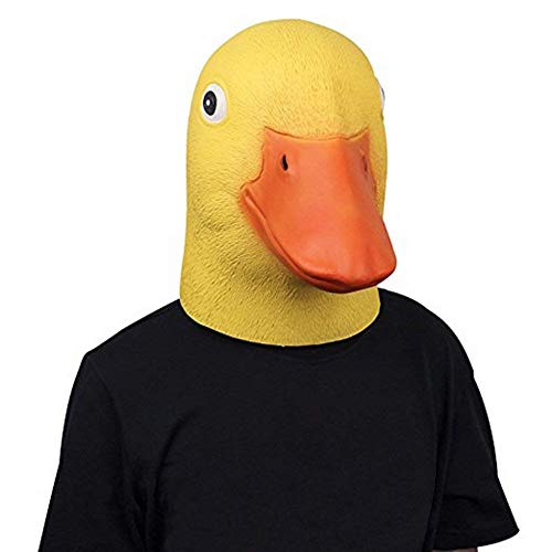 MOLEZU Halloween Deluxe Mask Duck Head Mask Latex Animal Mask Novelty Duck Bill Costume (Yellow)