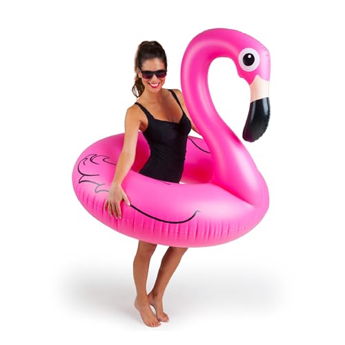 BigMouth Inc. Pink Flamingo Pool Float, Inflates to Over 4ft. Wide, Funny Inflatable Vinyl Summer Pool or Beach Toy, Patch Kit Included