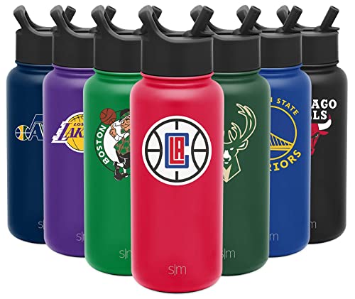 Simple Modern Officially Licensed NBA Los Angeles Clippers Water Bottle with Straw Lid | Vacuum Insulated Stainless Steel 32oz Thermos | Summit Collection | Los Angeles Clippers