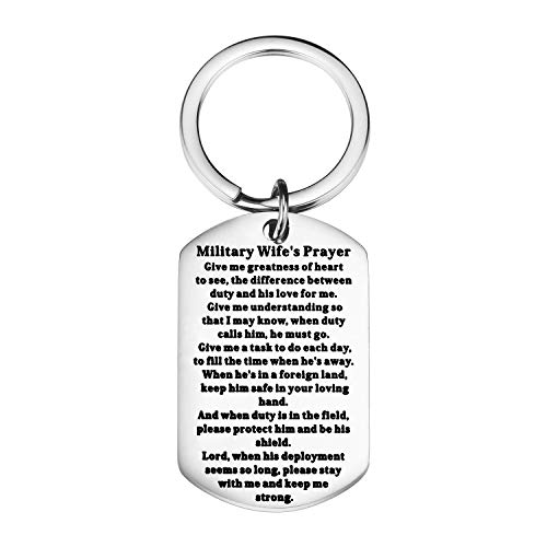 bobauna Military Wife Prayer Keychain Please Stay With Me And Keep Me Strong Deployment Army Gift (military wife's prayer keychain)