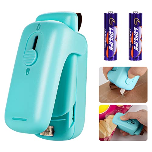 Mini Kenossion Chip Bag Sealer - Heat Seal with Cutter & Magnet, Portable Mini Sealing Machine to Reseal Plastic Bags & Keep Snacks Fresh (2xAA Batteries Included)