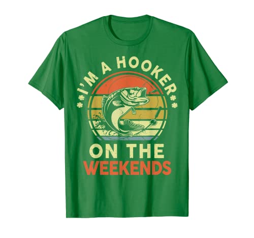 Funny Fishing-Shirt Hooker On Weekends Bass Fish Dad T-Shirt