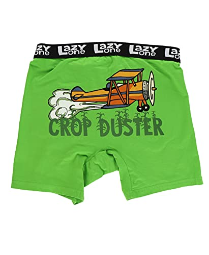 Lazy One Funny Boxer Briefs for Men, Underwear for Men, Farm, Airplane (Crop Duster, Medium)