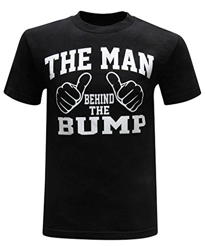 The Man Behind The Bump Men's Funny Novelty T-Shirt (Large) - Premium Black