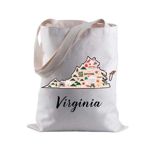 BLUPARK Virginia Locale Tote Bag Born in Virginia Gift Virginia Travel Shopping Bag Virginia Map Gift (Virginia)