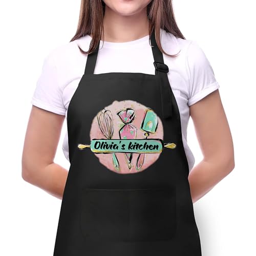 Personalized Apron for Mom, Mother's Day Gift for Mom with Custom Name, Kitchen Gifts for Mother, Women, Wife, Custom Adjustable Baking Kitchen Cooking Apron - Personalized Mom Gifts from Husband