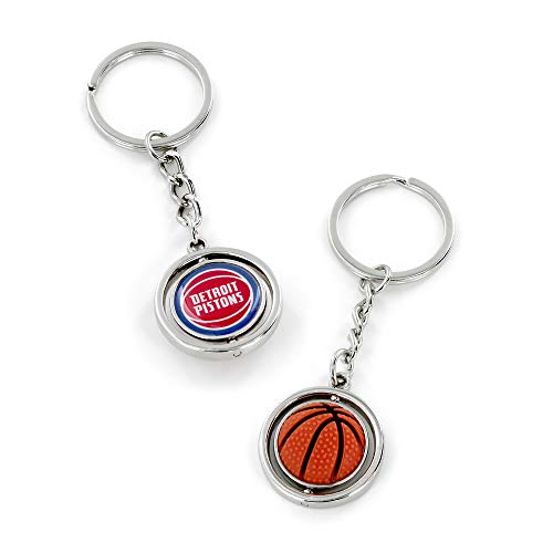 Aminco NBA Detroit Pistons Rubber Basketball Spinning Keychain Team Color, 4