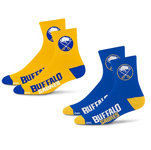 For Bare Feet NHL Buffalo Sabres Quarter Sock Two Pack Team Colors Large