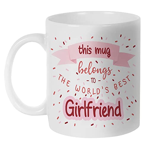 Fatbaby World's Best Girlfriend Ever Coffee Mug,Cute Girlfriend Gifts Tea Cup,Romantic Birthday Valentine's Day Gifts for Girlfriend,her,Women 11oz