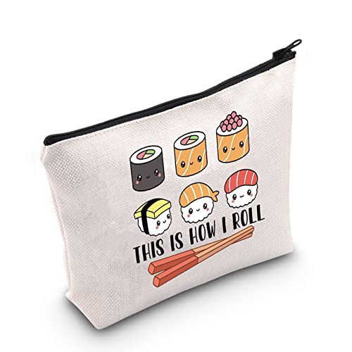 POFULL Sushi Lover Gift This Is How I Roll Cosmetic Bag Sushi Party Gift Japanese Cuisine Sushi Lover Gift (Sushi bag)